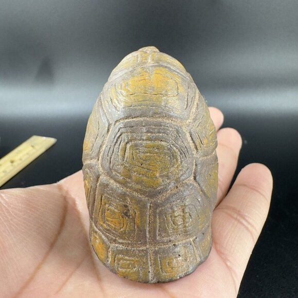 Vintage Whimsical Resin Turtle Figurine Brown Textured Figure Anthropomorphic - Picture 4 of 12